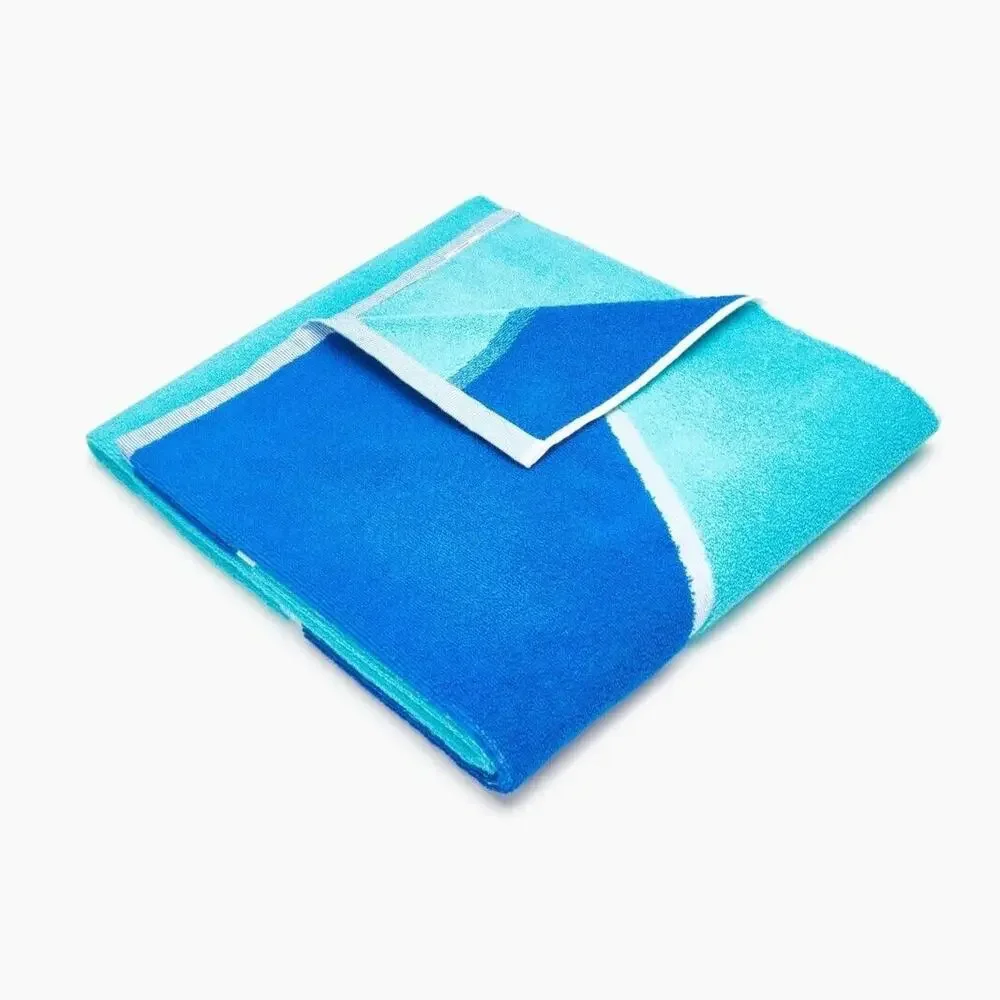 Solid & Striped Unisex Cotton Teal/Intarsia Blue Colorblock Pool Beach Towel